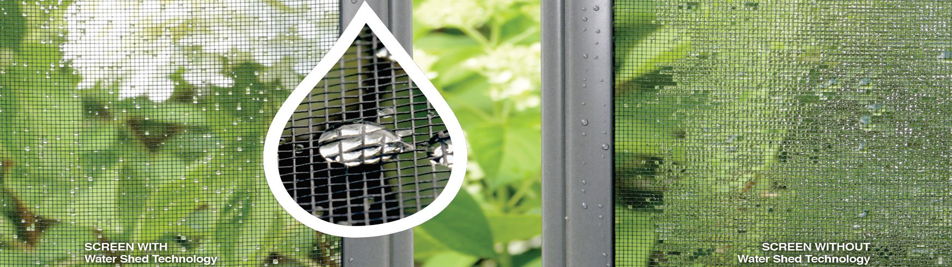 Phifer insect screen with water shed technology